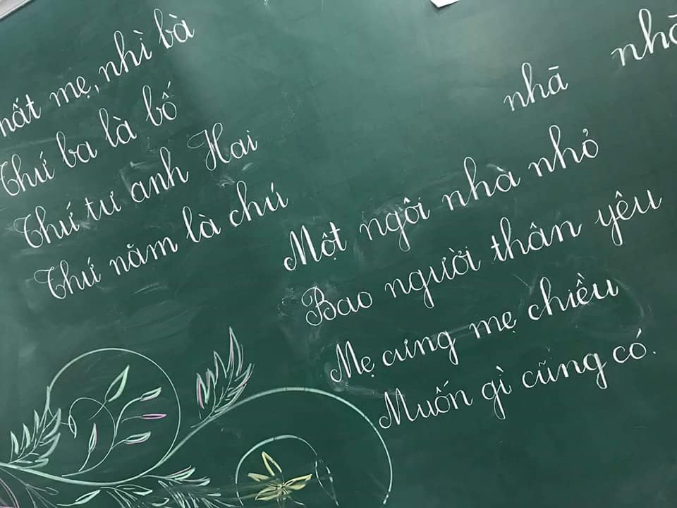 Mẫu viết bảng đẹp tặng thầy cô - Bút máy in đậm Ánh Dương