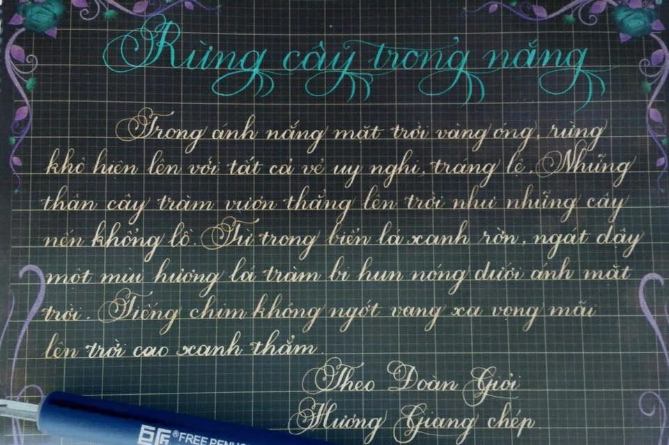 Mẫu viết bảng đẹp tặng thầy cô - Bút máy in đậm Ánh Dương
