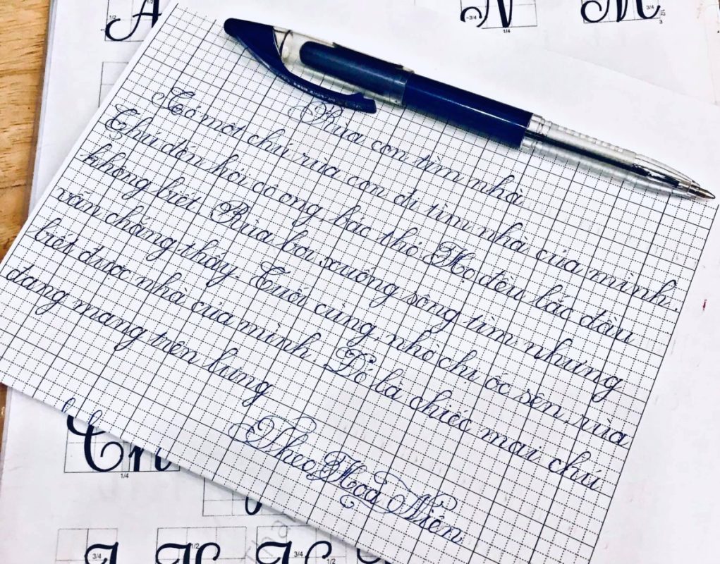 Cách viết chữ đẹp lớp 2 bằng bút bi - Bút máy in đậm Ánh Dương